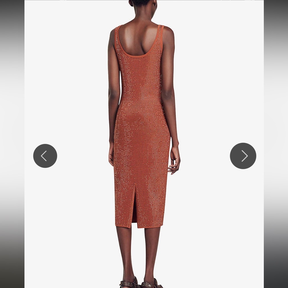 Sandro Fantasia rhinestone-embellished sleeveless woven midi dress - Picture 4 of 5